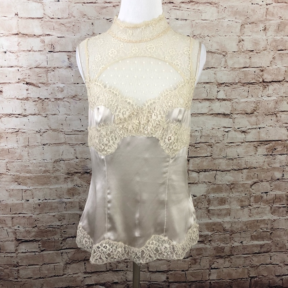 STUNNING Gold Satin & Lace Top